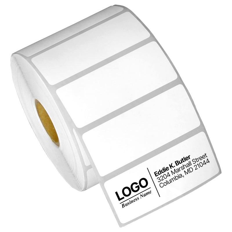 OfficeSmartLabels 2.5" x 1" Direct Thermal Label - Compatible with Rollo Label Printer & Zebra Desktop Printers â€“ 1â€ Core, Multipurpose UPC Barcode Shipping Sticker, Adhesive & Perforated - 4 Rolls, 1380/Roll - Image 1